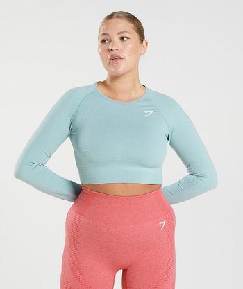 Gymshark Vital Seamless 2.0 Ženske Ošišane Majice Plave | HR 3662PJJ